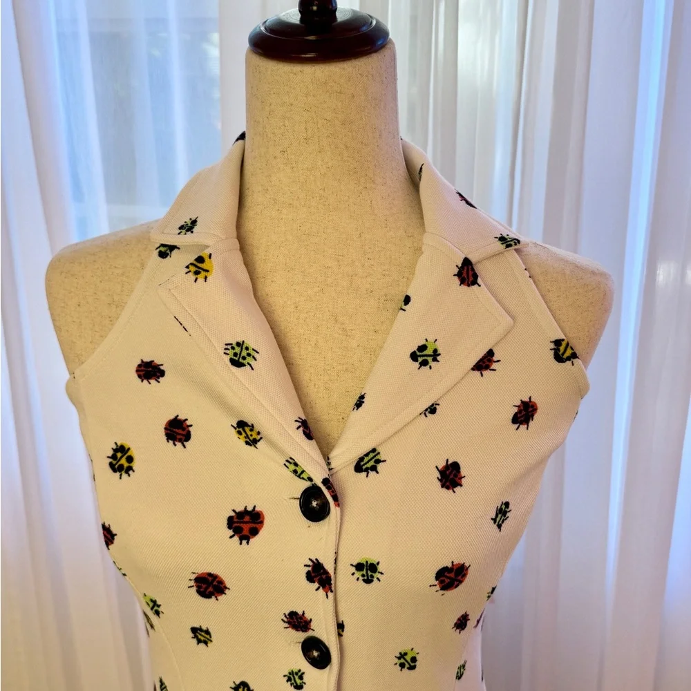 ModCloth Ivory Dress with Colorful Insect Pattern - Picture 5 of 8